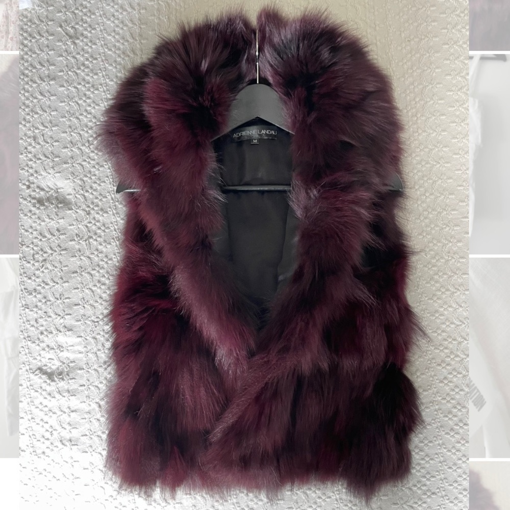 Adrienne Landau Bordeaux Fur Vest